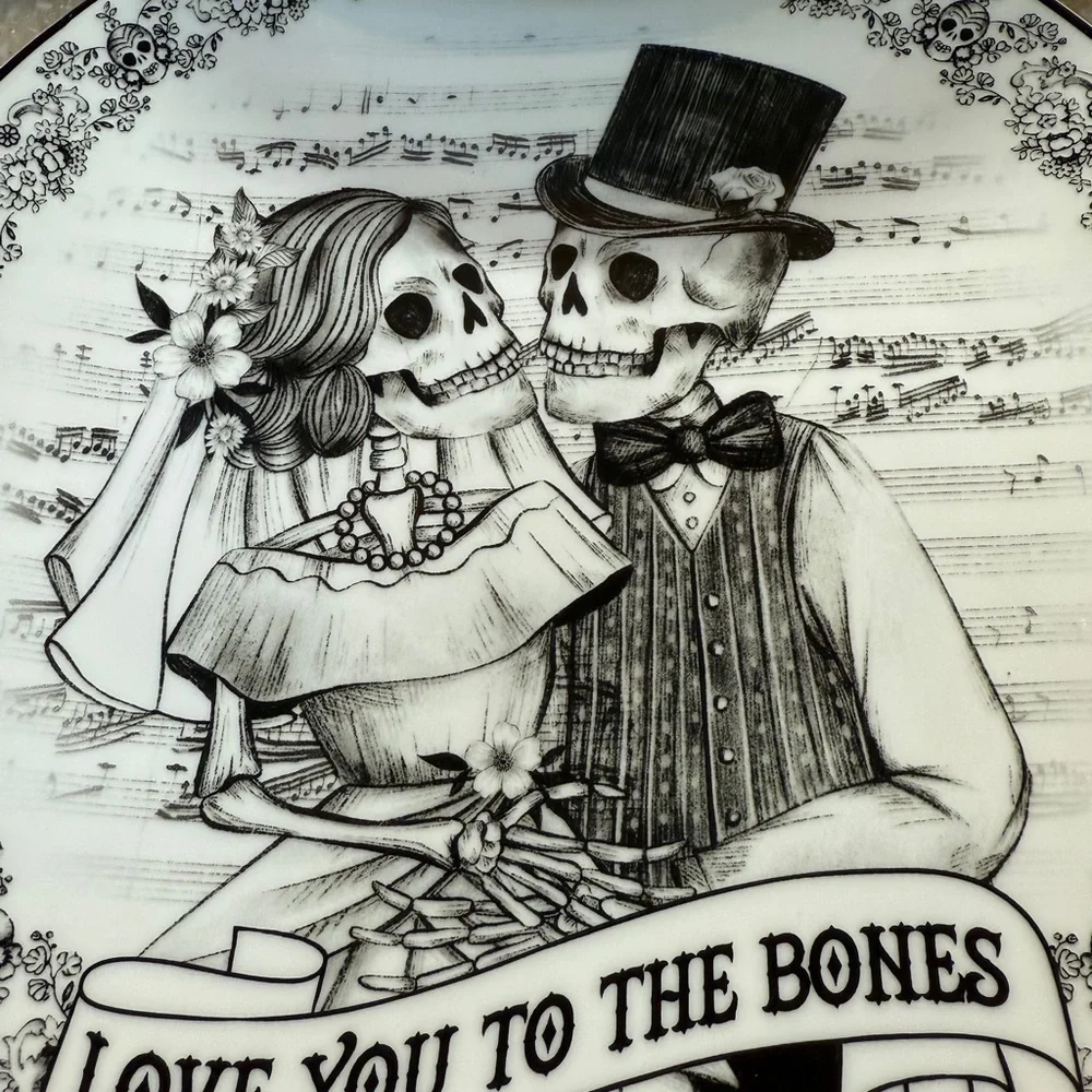 Eaton Fine Dining “Love You to the Bones”Skeleton Halloween Decorative Plates 4